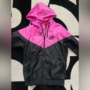 Nike Black and Pink Hooded Jacket